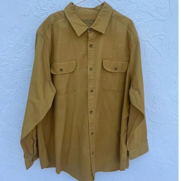 Boulder Creek Trading Company Mens Long Sleeve Cotton Twill Polo Yellow Sz 3XL - Picture 1 of 7